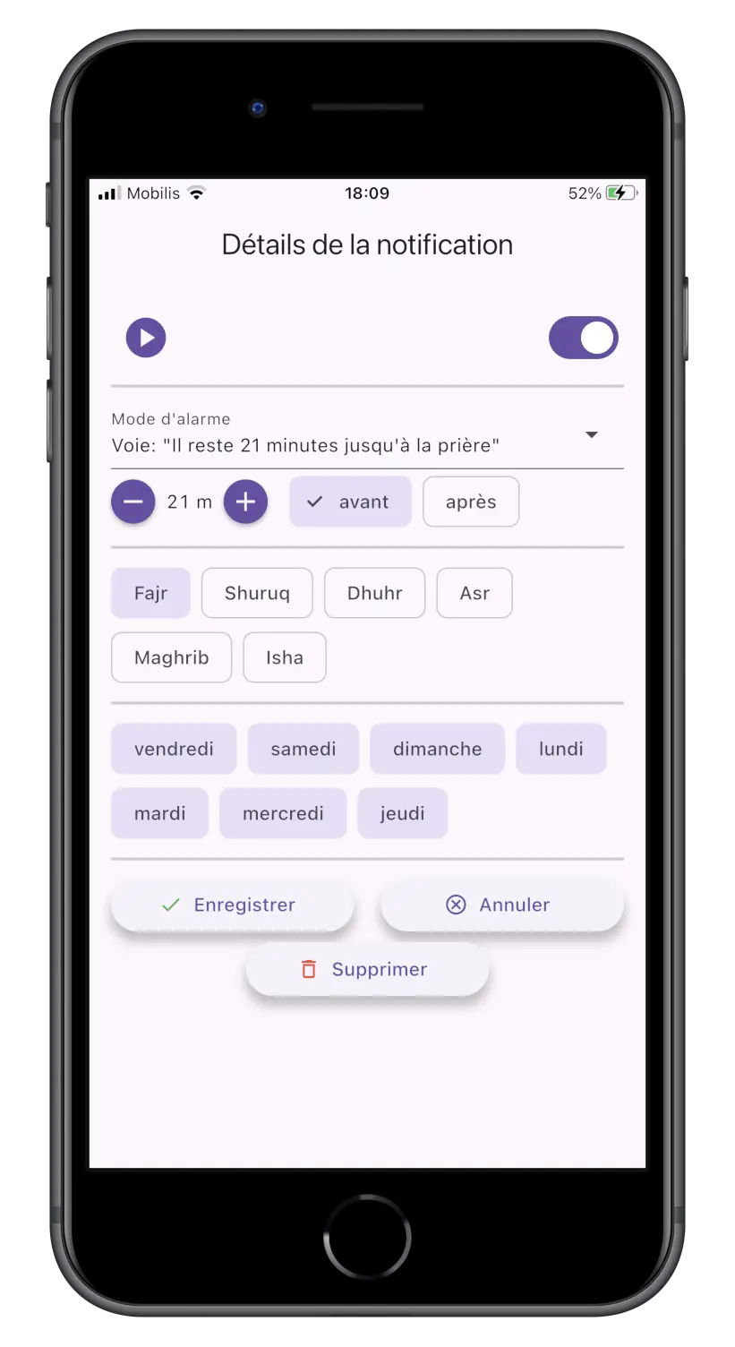Notifications personnalisables